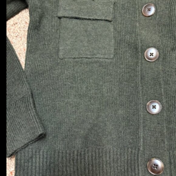 ANN TAYLOR LOFT COLLARED SWEATER JACKET CARDIGAN SPRUCE GREEN PINE NWOT SP - Picture 5 of 6